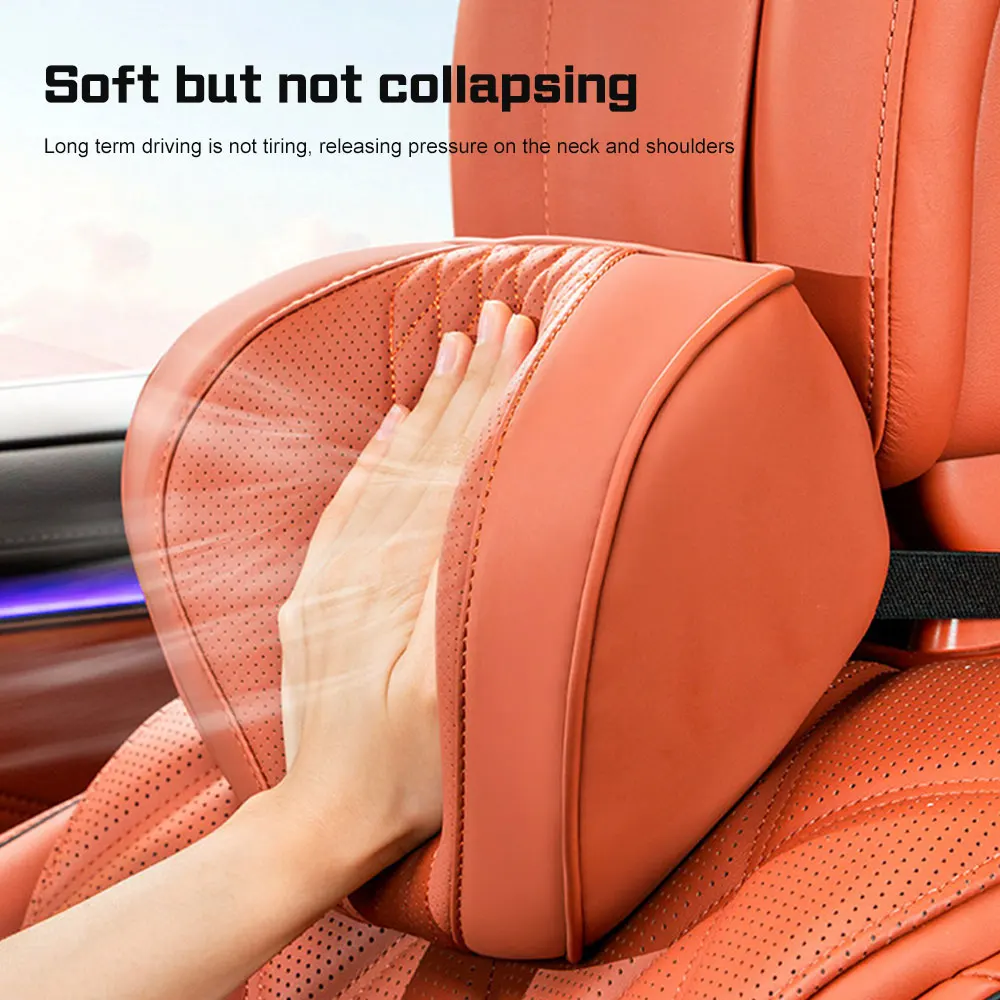 Leather Car Headrest Neck Pillow For Lincoln Navigator Continental Nautilus Aviator MKZ Lumbar Support Memory Foam Waist Cushion