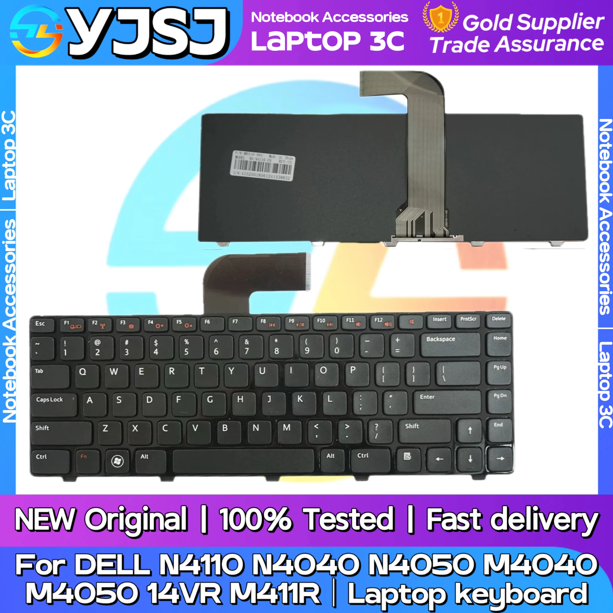 

New Original Laptop Notebook keyboard For DELL N4110 N4040 N4050 M4040 M4050 14VR M411R Laptop us Font keyboard
