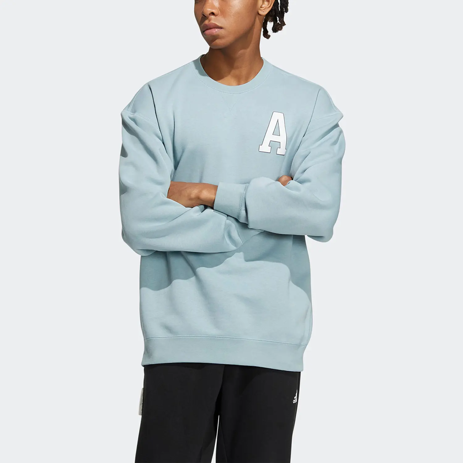 Adidas genuine LETER SWEATER men's and women's round neck pullover hoodie IB2743