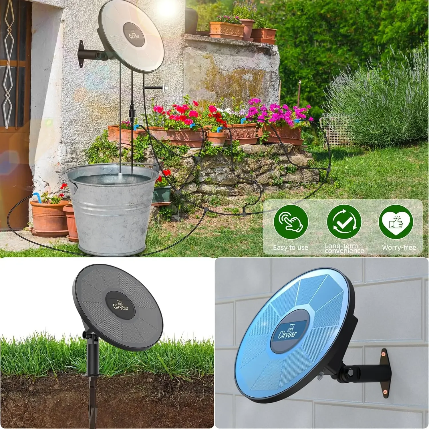 Solar irrigation system, automatic drip irrigation kit with water level detection, suitable for balcony garden watering system