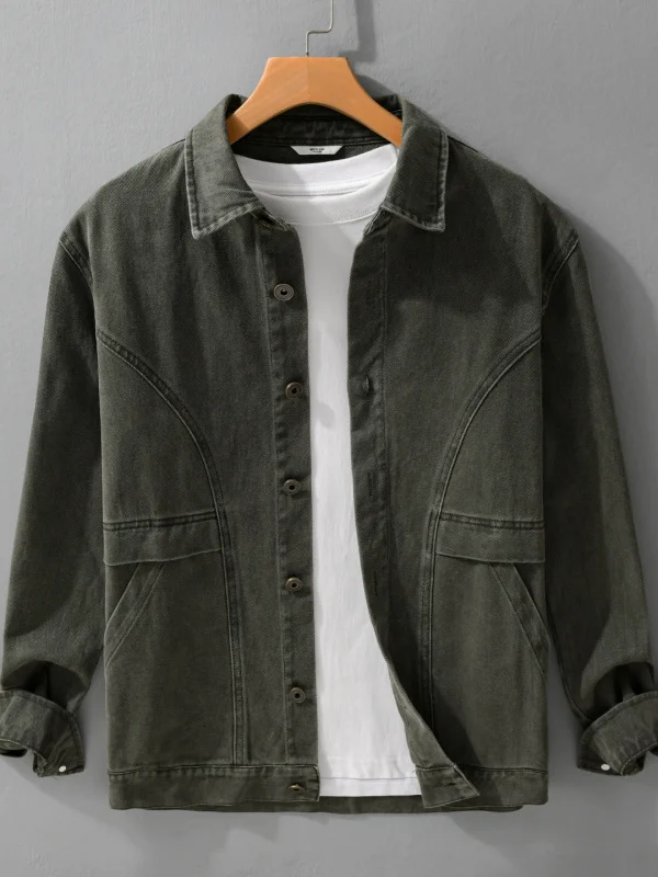 

Рабочая одежда из чистого хлопка с завязками в стиле ретро, мужская джинсовая лоскутная верхняя одежда в американском стиле, модная высококачественная осенняя одежда