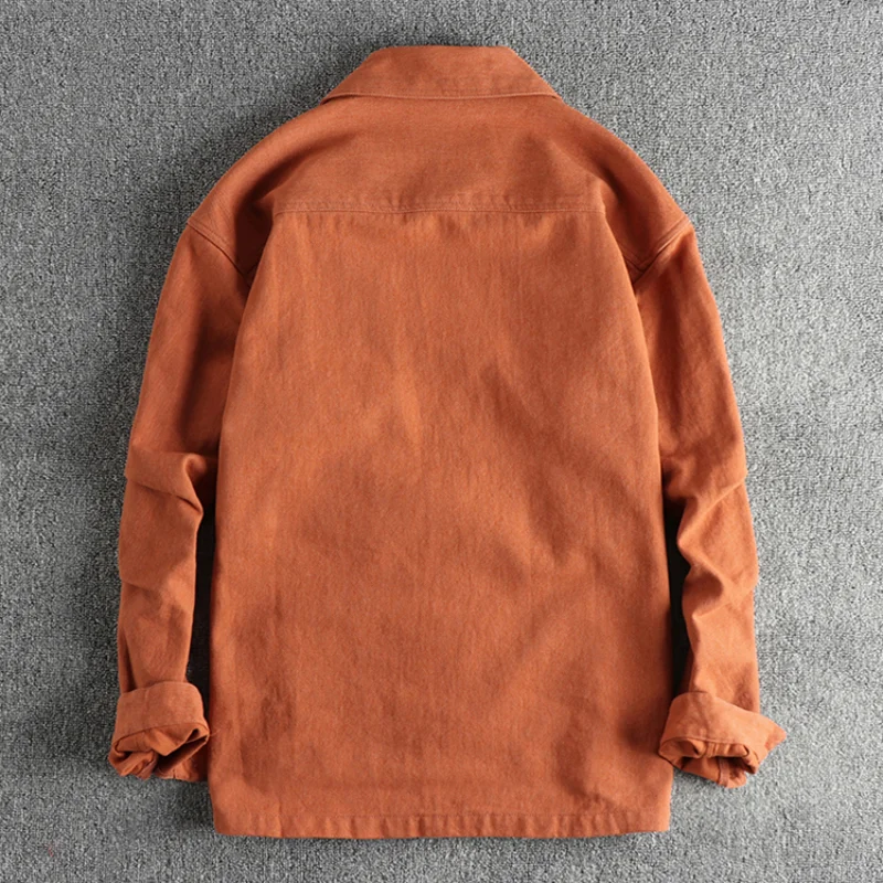 Men autumn and winter new twill woven cotton wash to do old vintage long-sleeved shirt products all the overalls shirt coat