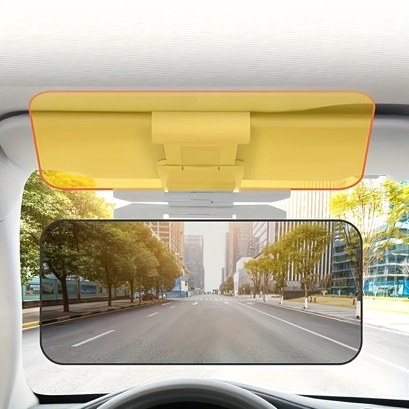 1PC Dual-Use Car Sun Visor with Anti-Glare UV Filter & Night Vision - Adjustable Clip Reduces High Gloss for Enhanced Safety