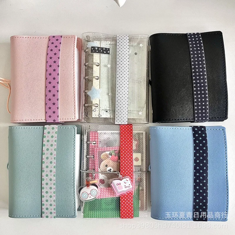 Japan Retro Polka Dot Elastic Band for M5 Loose-leaf Notebook Journal Scrapbook Card Collection Book Anti-bursting Fixing Rope