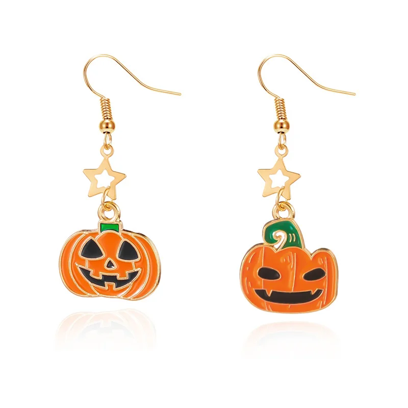 Niedliche Halloween-Harz-Geister-Ohrstecker für Damen, modische Cartoon-Kürbis-Anhänger-Piercing-Ohrringe, Schmuckgeschenke – Detail 17