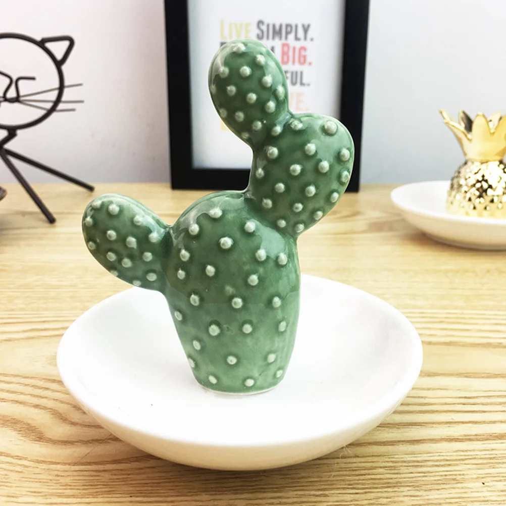 

Ceramic Cactus Jewelry Tray Holder Fat Cactus Simple Ring Earring Organizer Tray for Jewelry Storage Perfume Cosmetics Holder