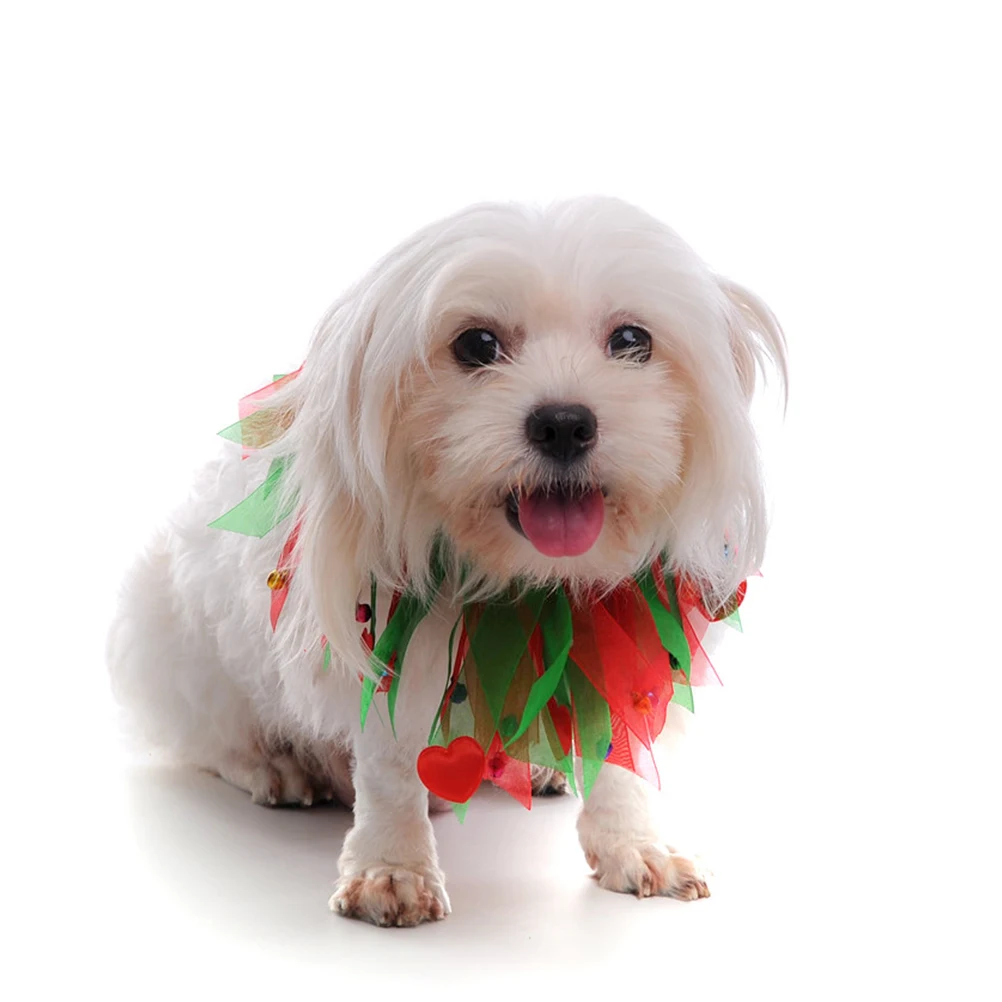 

2 pcs Pet Collars for Dogs Polyester Soft Christmas Collars For Dogs Durable Bright Color Dog Winter Decor Elastic Necklace