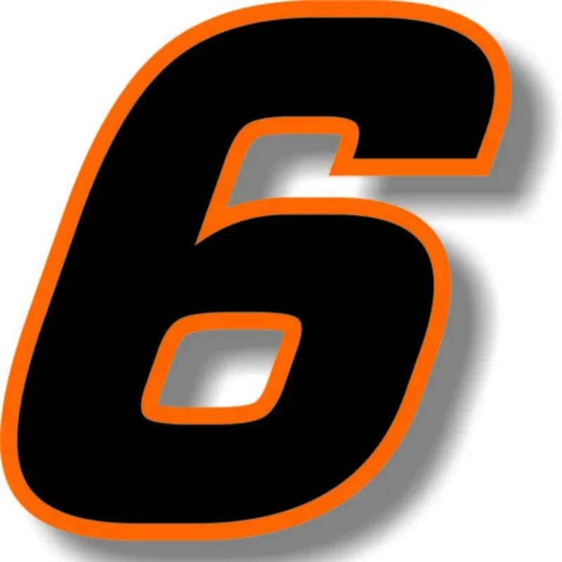 Hot SellFor Car Custom Race Number Square Font Black with Orange Border Sticker PVC Waterproof Self-adhesive Cars Decal