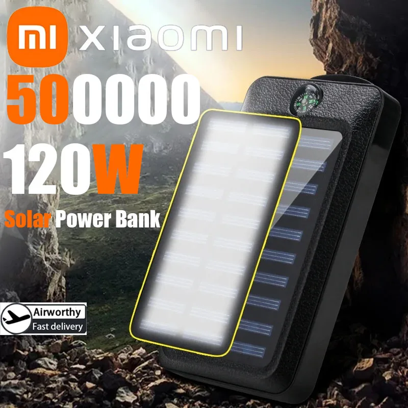 Xiaomi 200000mAh بنك الطاقة الشمسية 120W شاحن محمول ذو سعة كبيرة متوافق مع شحن سريع للغاية لهاتف iPhone Samsun Huawei ﻿