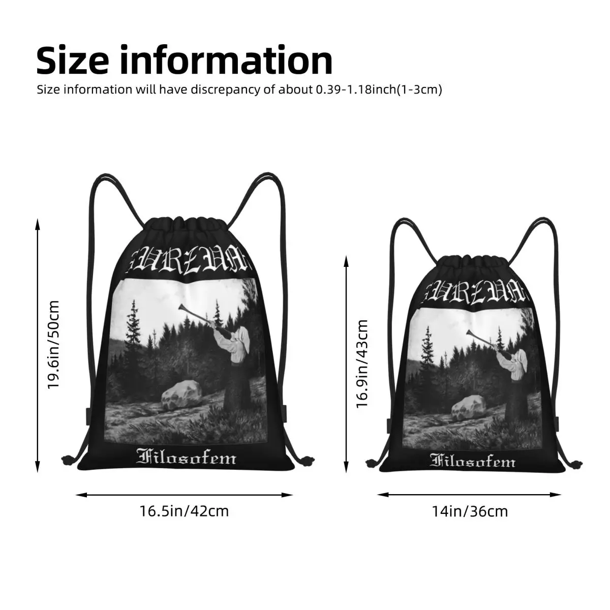 Black Metal Filosofem Drawstring Bags Football Backpack Gym Sackpack Burzum String Bag for Working Out