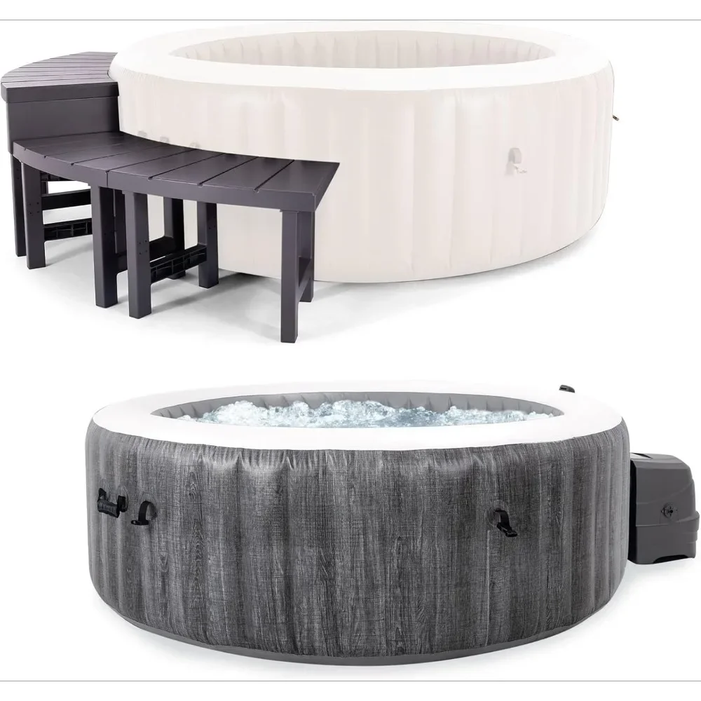 

Outdoor Hot Tub with 2 Medium and 2 Tall PureSpa Accessories Benches, Portable Inflatable Bubble Hot Tub Jet Spa