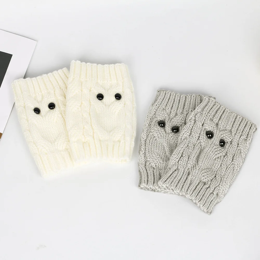 Japanese and Korean Owl Stacking Socks Cold-proof Wool Socks Cover Leg Warmer Cover Short Foot Guard Cover Knitted Boot Cover
