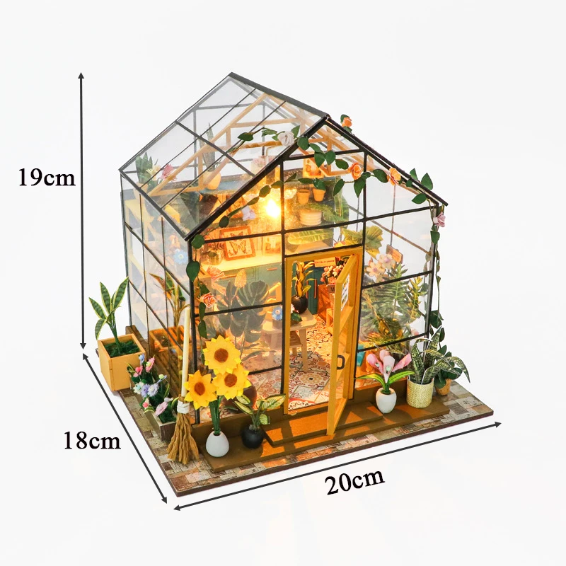 Case delle bambole in legno fai da te Sunshine Flower Casa kit di costruzione in miniatura con mobili Casa delle bambole a Led per regali di compleanno per adulti