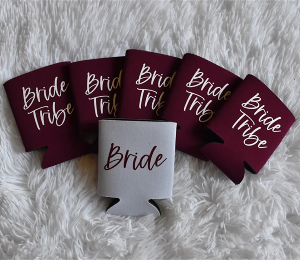 Bride Tribe Bridesmaid Proposal Can Cooler, Team Bride Stubby Holder, Maid or Matron of Honor Beer Hugger, Bridal Party Can Hugg