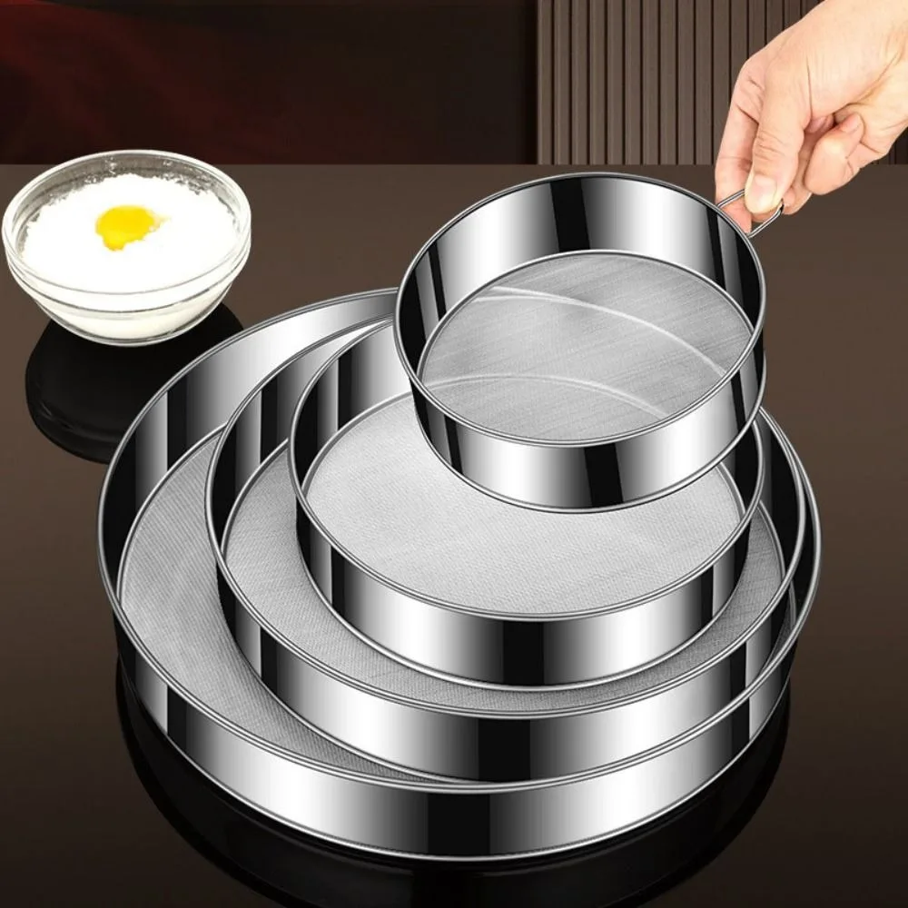 

Household Ultrafine Mesh Flour Sifter with Ring Stainless Steel Sugar Sieve Professional Rust-proof Baking Strainer Matcha