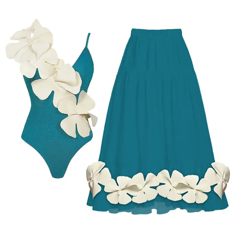 

Новинка 2023, однотонный купальник на бретельках, женский купальник с цветочным принтом, горячий источник, купальник с фиксированной накладкой на грудь, костюм для серфинга