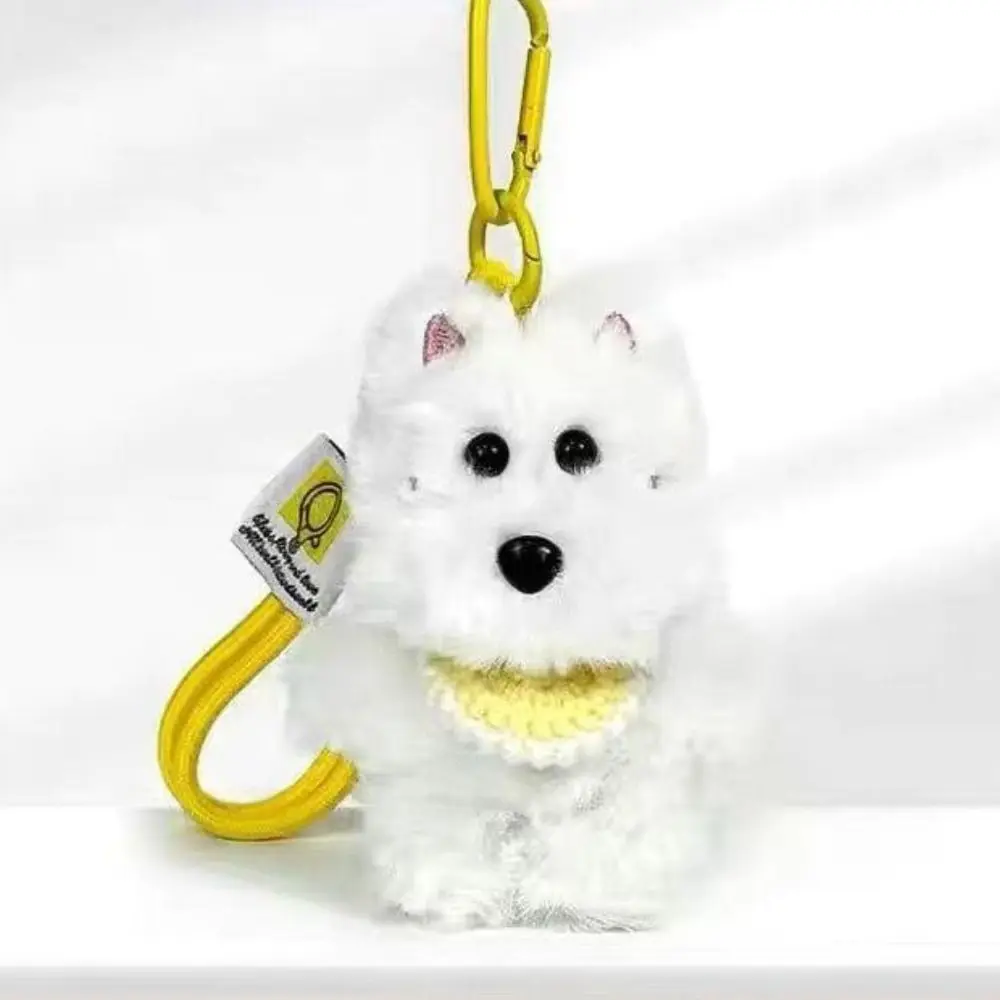 Lindo llavero creativo con colgante de felpa, llavero de cachorro de ganchillo suave, llavero de moda para parejas, accesorios para bolso