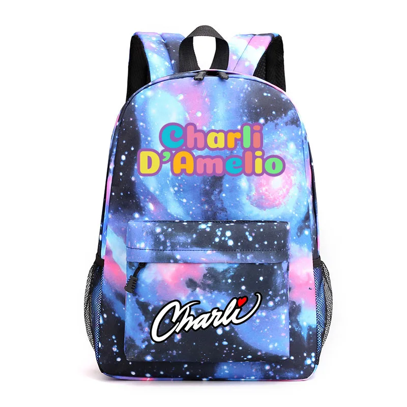 Harajuku Novelty Cool Charli D'amelio Notebook Backpacks pupil School Bags Print Oxford Waterproof Boys/Girls Laptop Backpacks