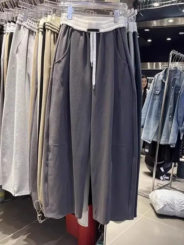 Extra grote grote maat broek met wijde pijpen Kleur Blo Dstring Casual broek voor grote maten Dames Hoge taille Polyestervezel