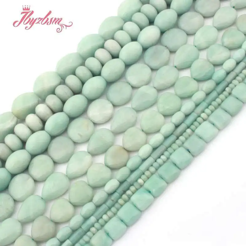 

Natural Amazonite Blue Heart Drop Coin Round Stone Beads For DIY Necklace Bracelet Jewelry Making Loose 15" Free Shipping