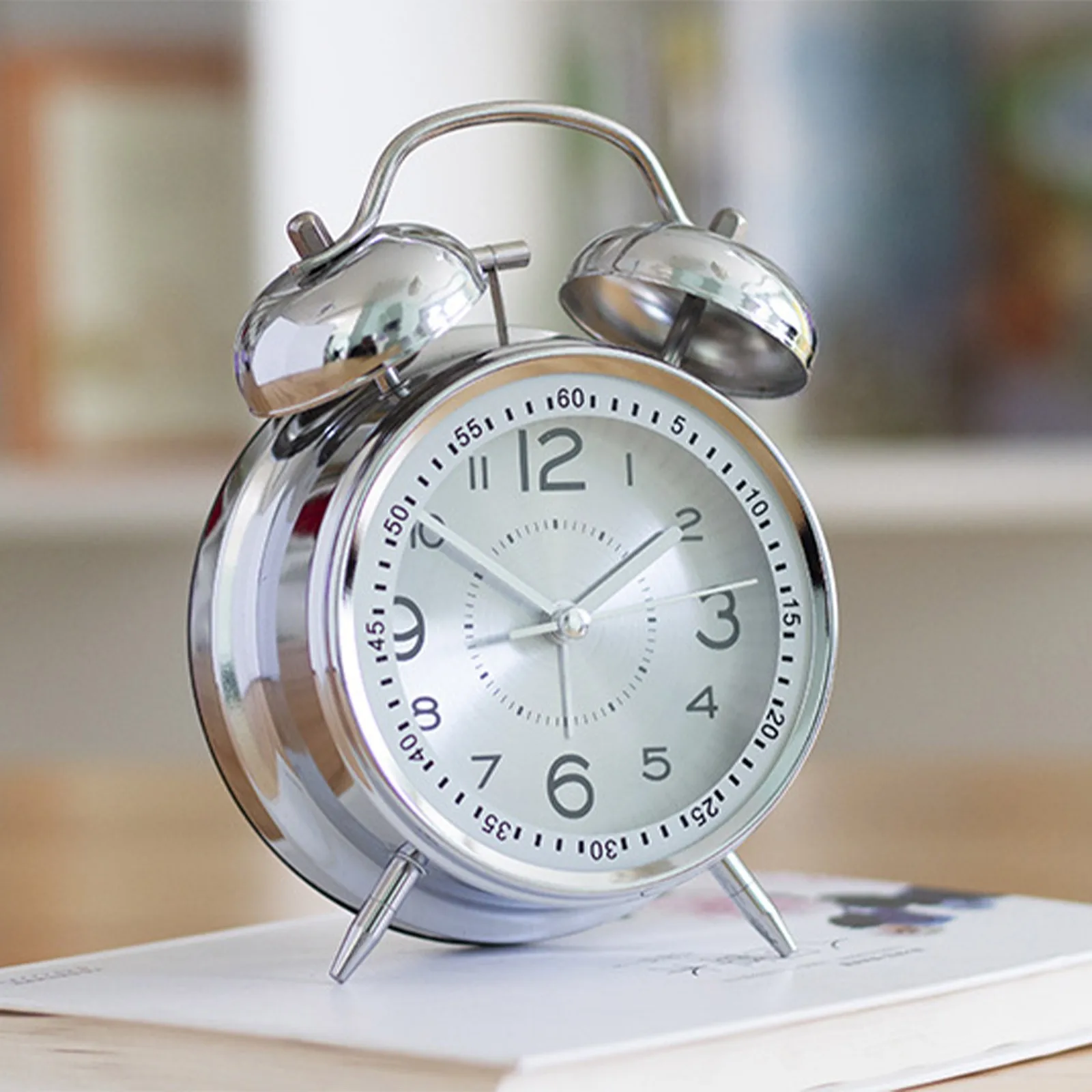 Alarm Clock Mini Night Light Dual Clock Alarm Clock Metal Frame Desktop Peripheral Voice Control Cute Rabbit Night Light Bedroom