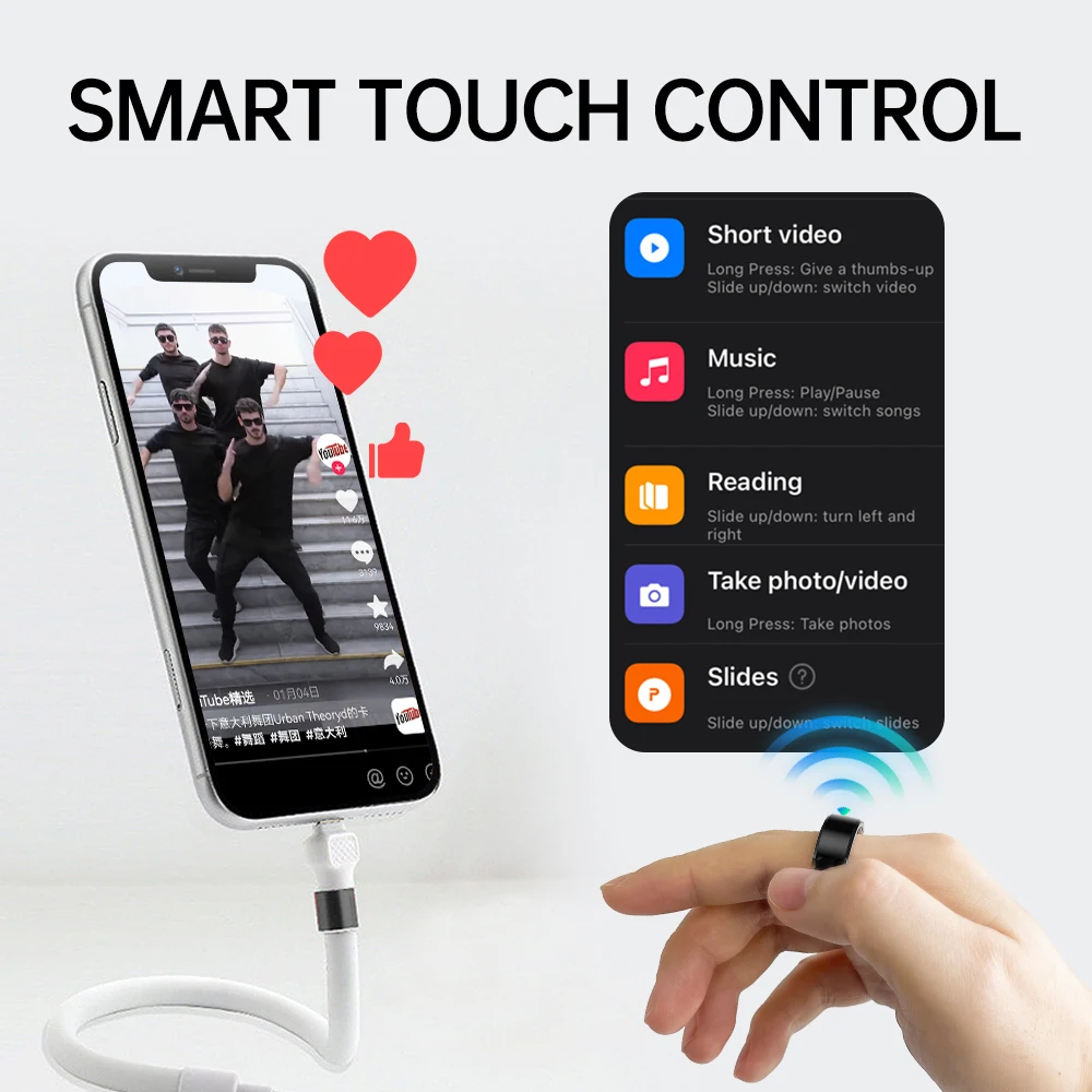 Remote Control Health Motion Counter Android System Intelligente Ring Smart Finger Ring Haptic Emotion