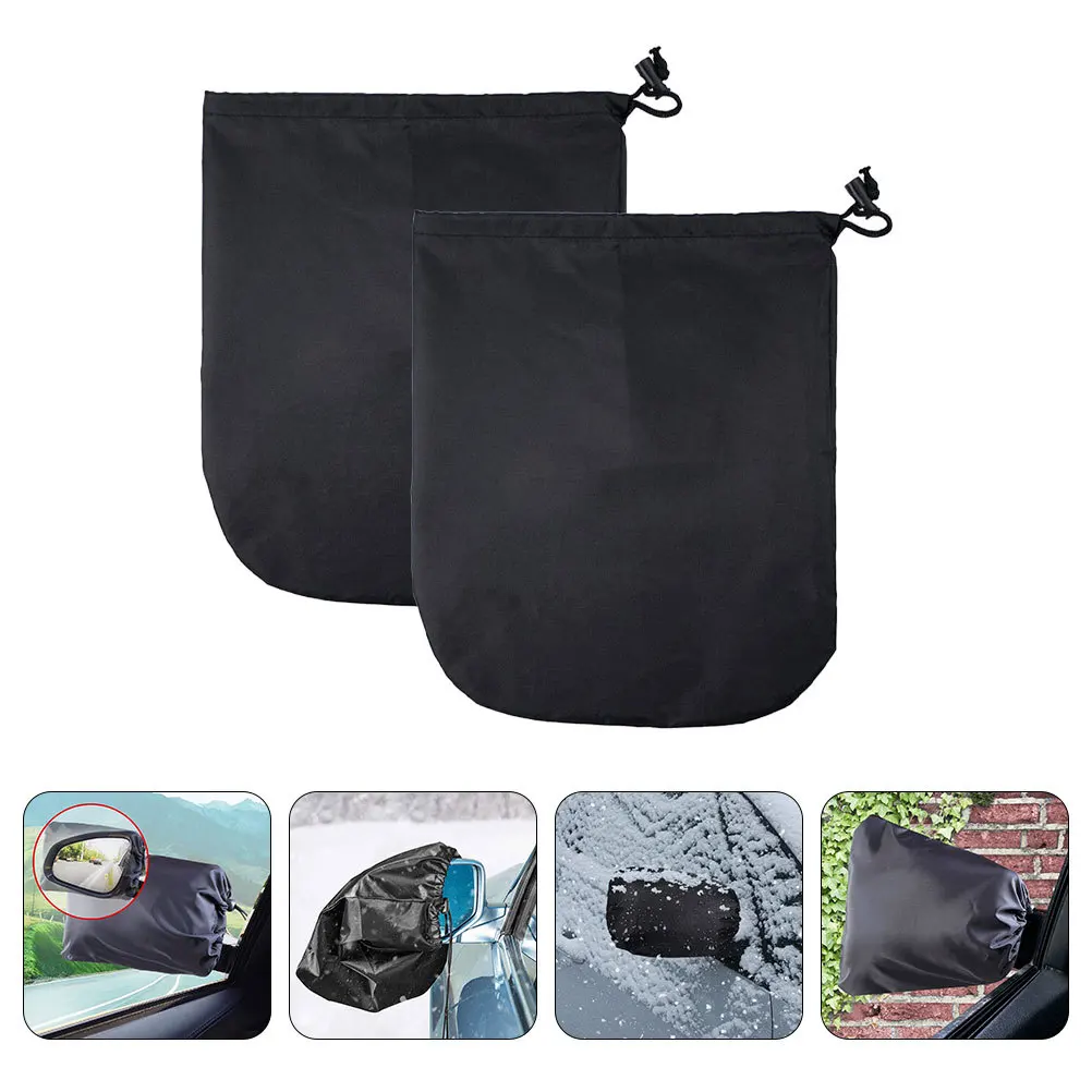

2pcs Oxford Cloth Rearview Mirror Cover Drawstring Design Windproof Snowproof Waterproof Protection Guard For Outdoor Use