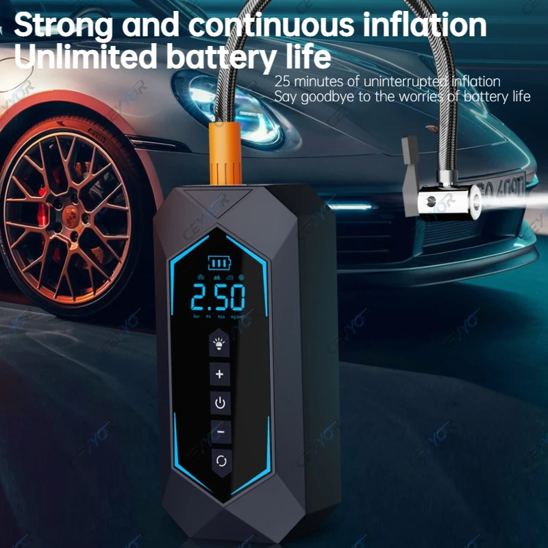 CEYYOR Portable High-Power 150 PSI Car Tires Air Pump with LED Lights&Pressure Gauge For Auto,Motorcycles,Bikes,Balls