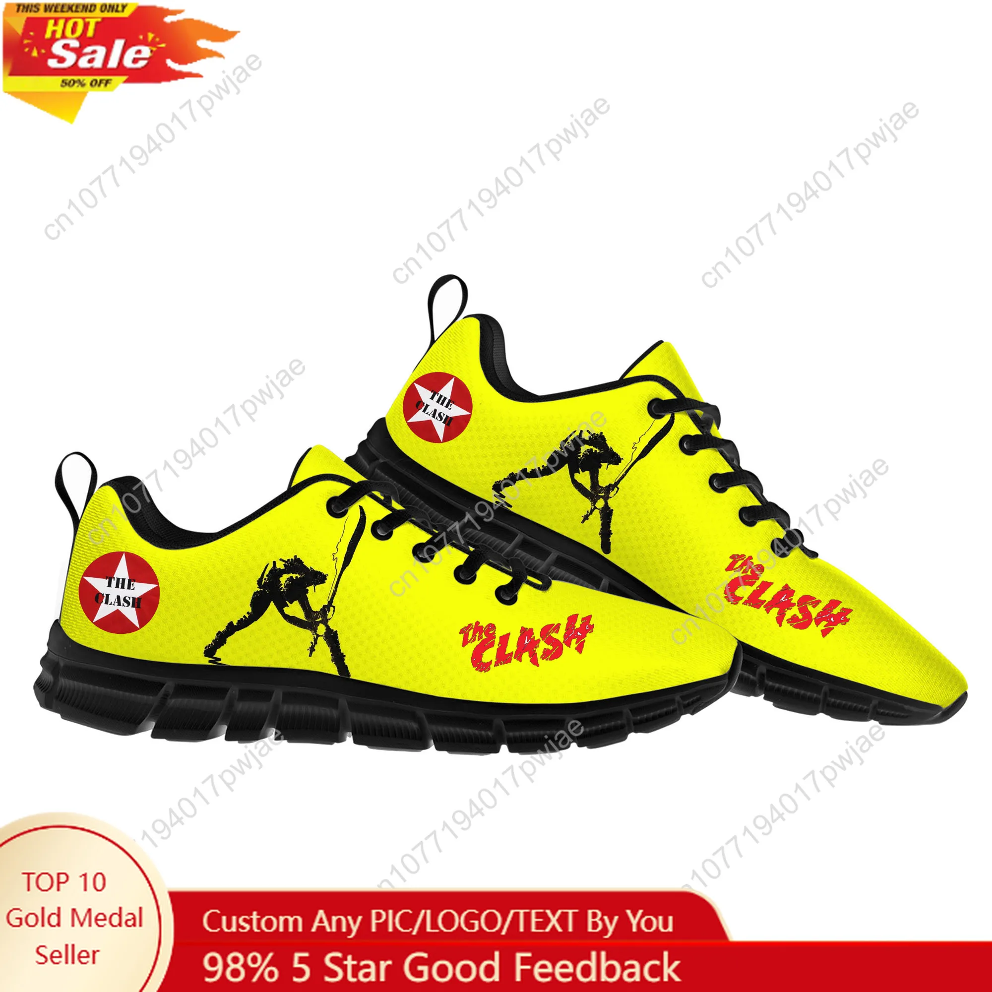 أحذية رياضية مسطحة من The Clash Rock Band للرجال والنساء أحذية رياضية كاجوال للمشي لمسافات طويلة أحذية رياضية مصممة خصيصًا