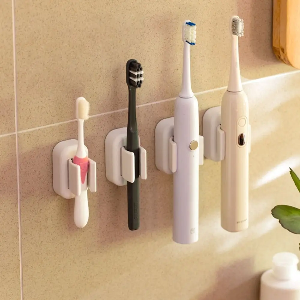 

Practical Plastic Mop Broom Holder White Self Adhesive Electric Toothbrush Holder Wall Mounted Waterproof Mop Clip Bathroom