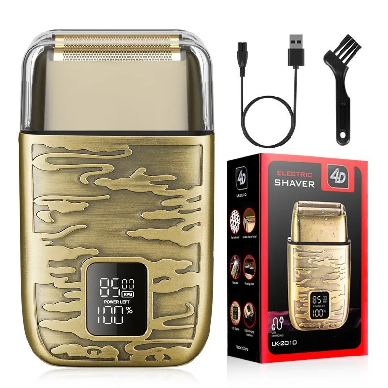 

STLF Vintage Metal Wet or Dry Electric Foil Shaver Razor Machine for Men IPX6 Reciprocating Double Head Mens Shaver With 3 Speed