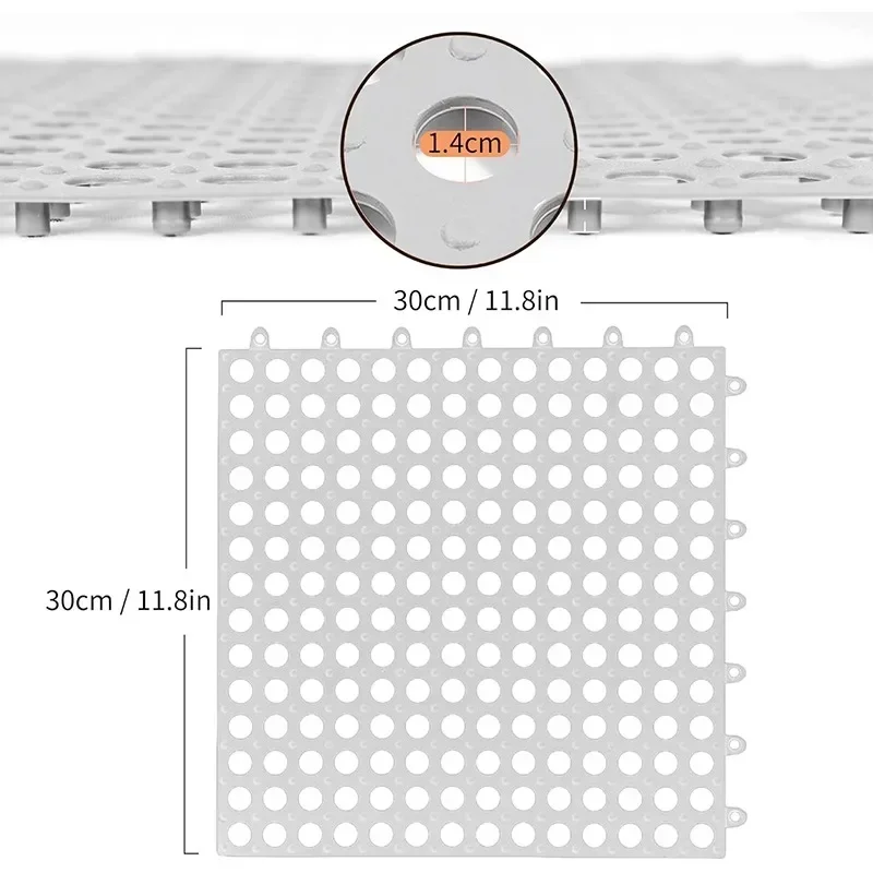 고무 바닥 타일 부드러운 PVC 미끄럼 방지 타일 접합 샤워 매트, 야외 쿠션 매트, 욕실 데크 배수구 수영장 파티오 발코니용