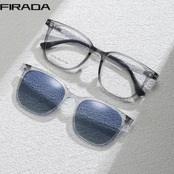 FIRADA Fashion Magnetic Suction Eyeglasses Vintage Comfortable Square Eyewear Prescription Glasses Frame For Men Women 2194-C