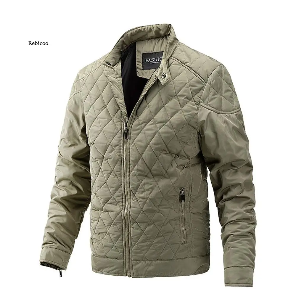 Frühling Herbst Jacke Männer 2022 Mode Kleidung Diamant Muster Armee Grün Bomber Jacke Männer Casual Jacke und Mantel