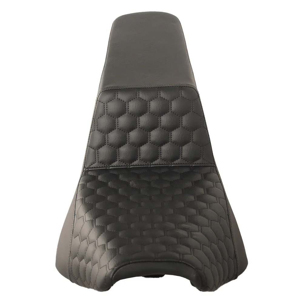 Custom World Motorcycle Honeycomb Step-Up Seat-Black PU Leather for 2018-2024 for FXST/FXBB Retrofit/Upgrade