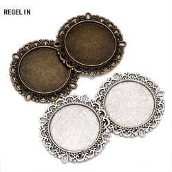 REGELIN New 10pcs/lot Inner size 25mm Antique Bronze Double Lace base Pendant Setting Fit Cabochon Tray DIY Jewelry Findings