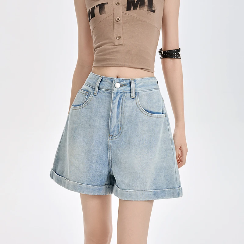 Y2K فضفاض عادية الدينيم سراويل قصيرة صيف جديد المرأة عالية الخصر كل مباراة فضفاض الجينز 2000S ريترو كلاسيكي الساخن مثير شورتات جينز #4