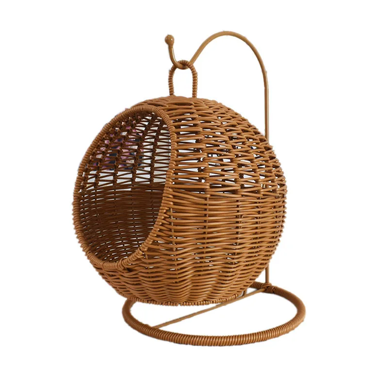 For Imitation Rattan Hand-woven Storage Basket, Hanging Round Hanging Basket, Household Living Room Storage Basket