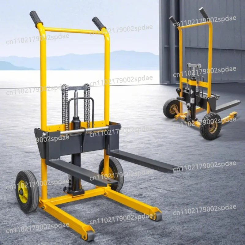 Folding Mobile Manual Hydraulic Stacker Portable Lifting Platform Truck For Warehouse Household Cargo Loading Unloading