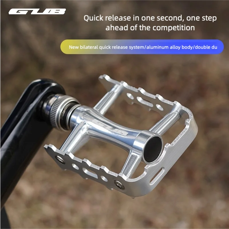 GUB QR003 Quick Release faltbares Mountainbike-Fahrradpedal aus Aluminiumlegierung mit Lager, rutschfestes Reiten