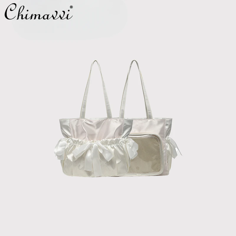 Original Satin Pain Bag Female Japanese Sweet Girl Fashion Large Capacity Tote Bag Two-dimensional Y2k Oblique Shoulder Bags