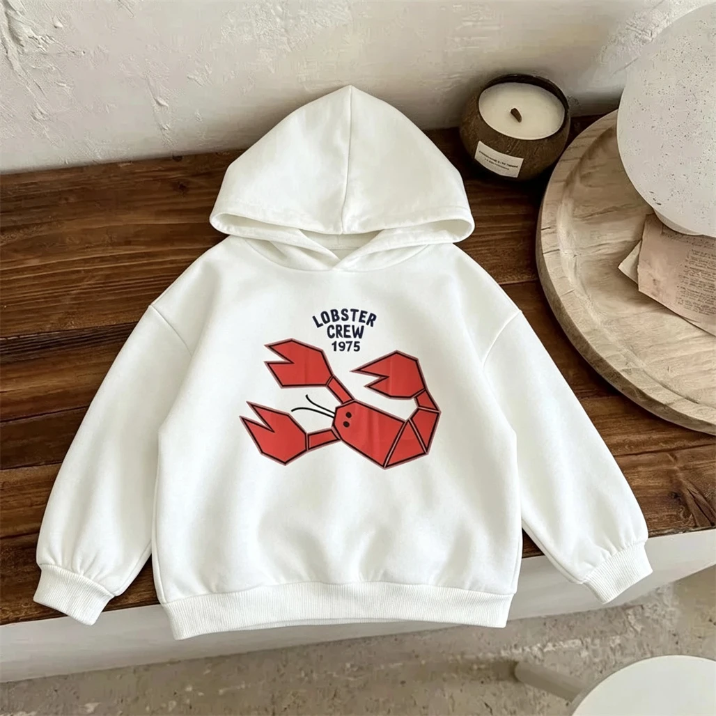 Modische Freizeit-Sweatshirts für Kinder, neues Design, bedruckte Kapuzenpullover für Jungen und Mädchen, Herbst-Winter, niedliche, dünne Samt-Hoodies – Detail 3