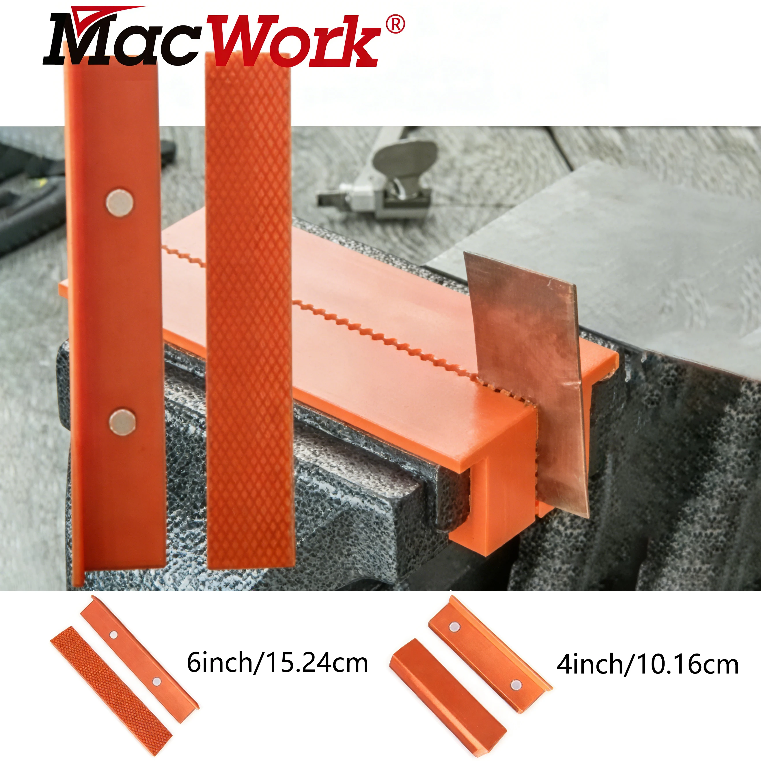 2 Pieces Heavy-duty Magnetic Vise Pads with 4/6-inch Multi Angle Groove Design Suitable for Soft Grip in Woodworking Engineering