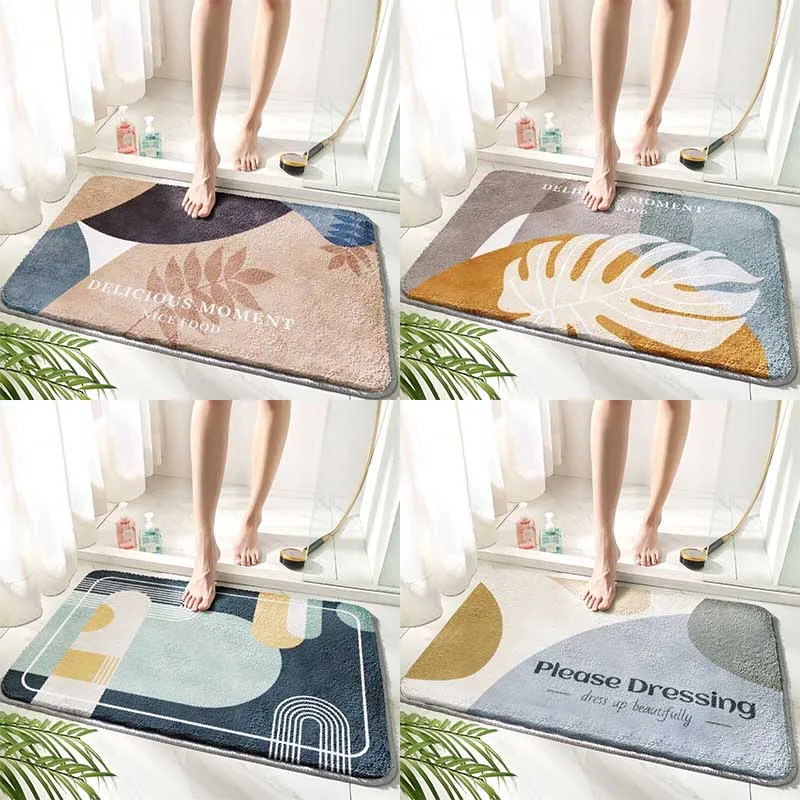 Bath Mat Absorbent Non-Slip Bathroom Shower Pad Bath Rug Mat Floor Decor Soft Thick Living Room Plush Foot Carpet Doormat Home