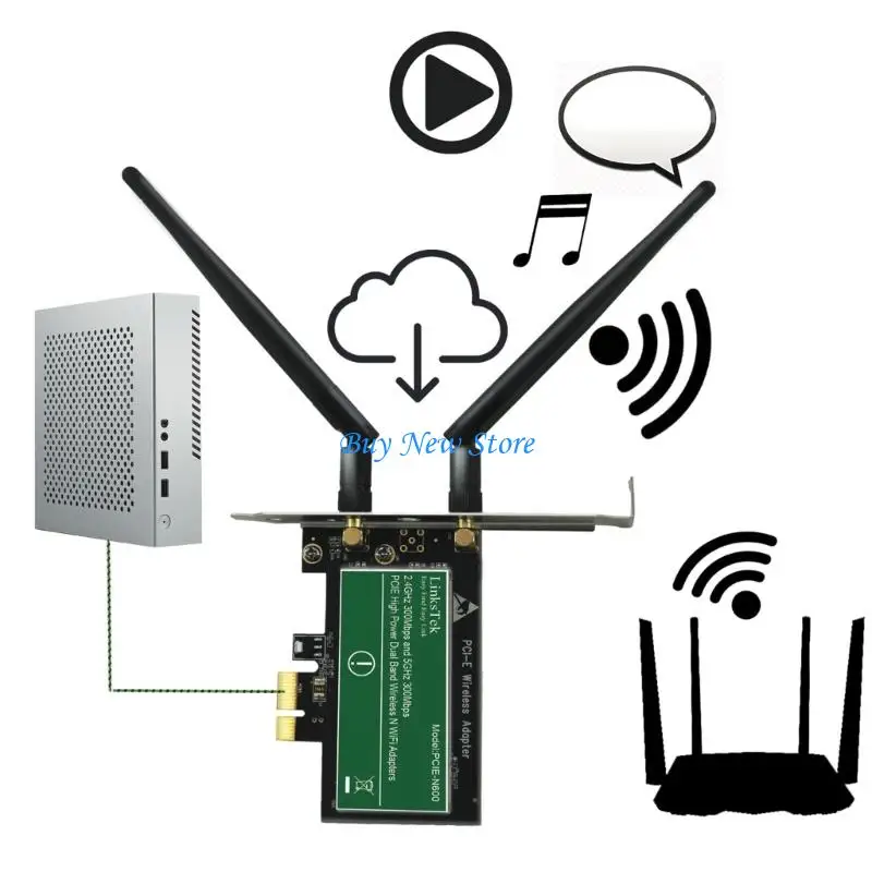 Placa WIFI 20CE Placa sem fio PCIE 2.4G + 5Ghz 300Mbps para melhor conectividade desktop
