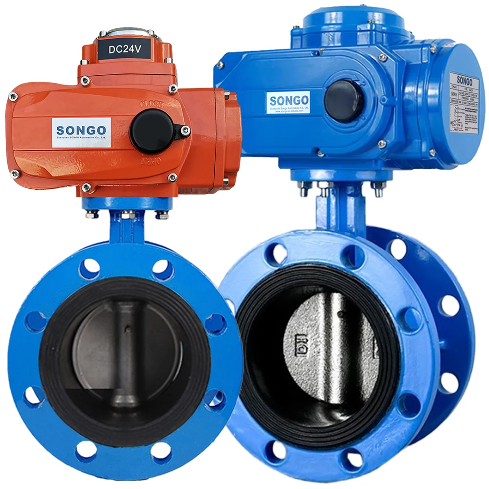 

SONGO DN125 Electric Actuator 220V 5 Inch Motorized EPDM Ductile Iron Flange Electronically Controlled Butterfly Valve