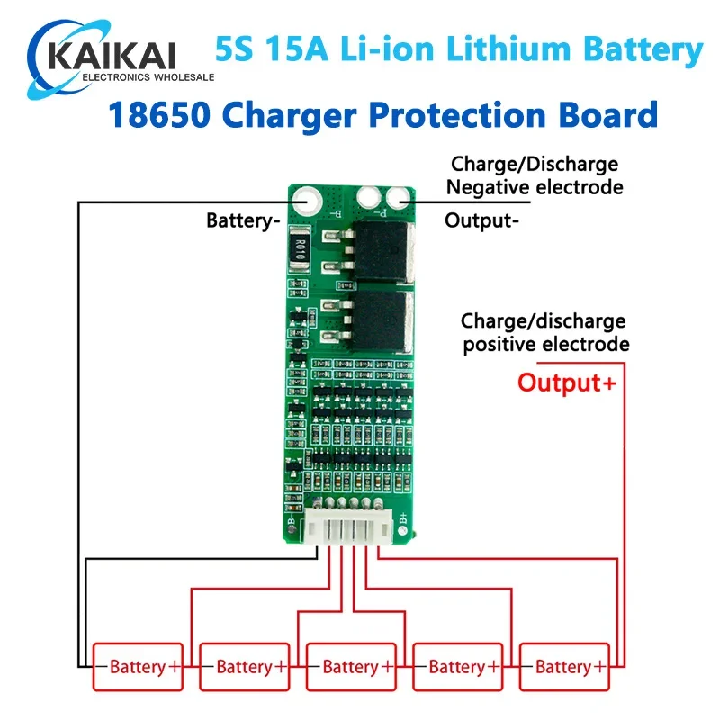 5S 15A Li-ion Lithium Battery BMS 18650 Charger Protection Board 18V 21V Cell Protection Circuit