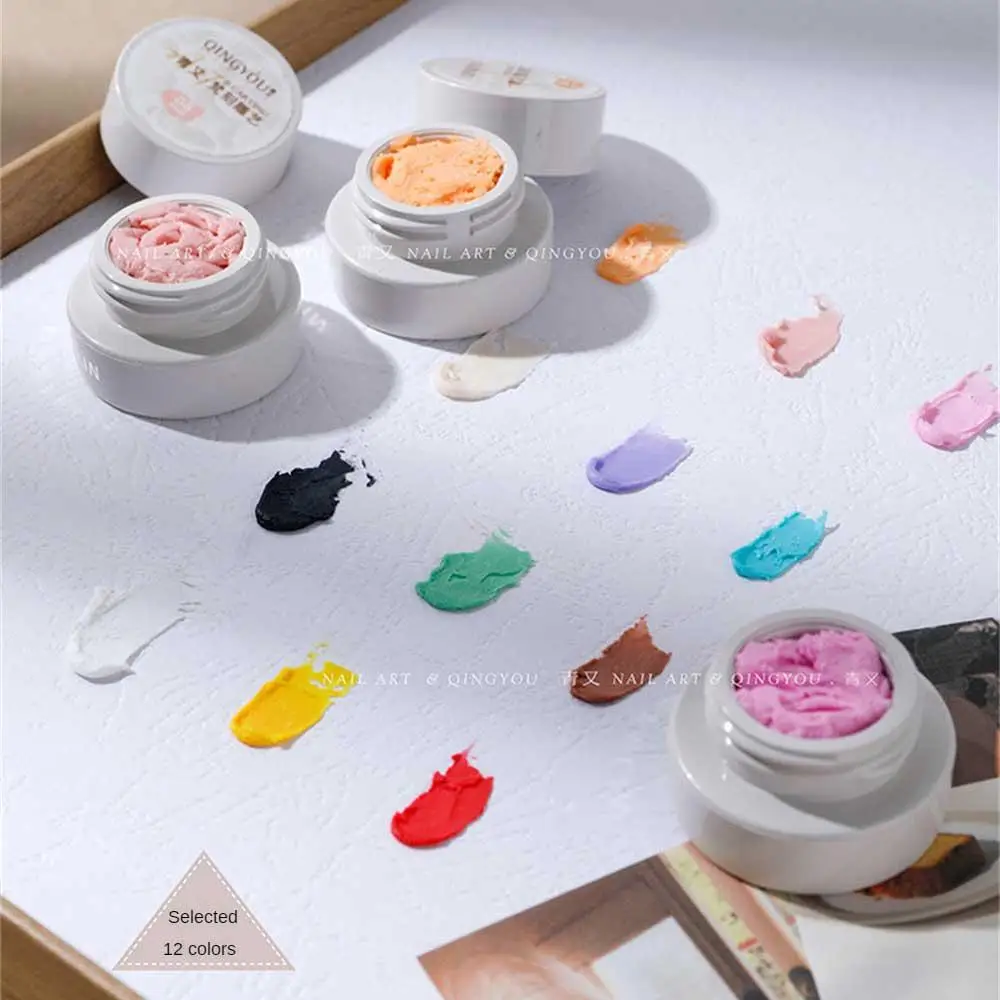 Solid State 12 Colors Painted Glue Painted Not Sticking Hands Nail Gel Nail Glue Carved Glue 3d Shaping 3d Carving Glue Stereo