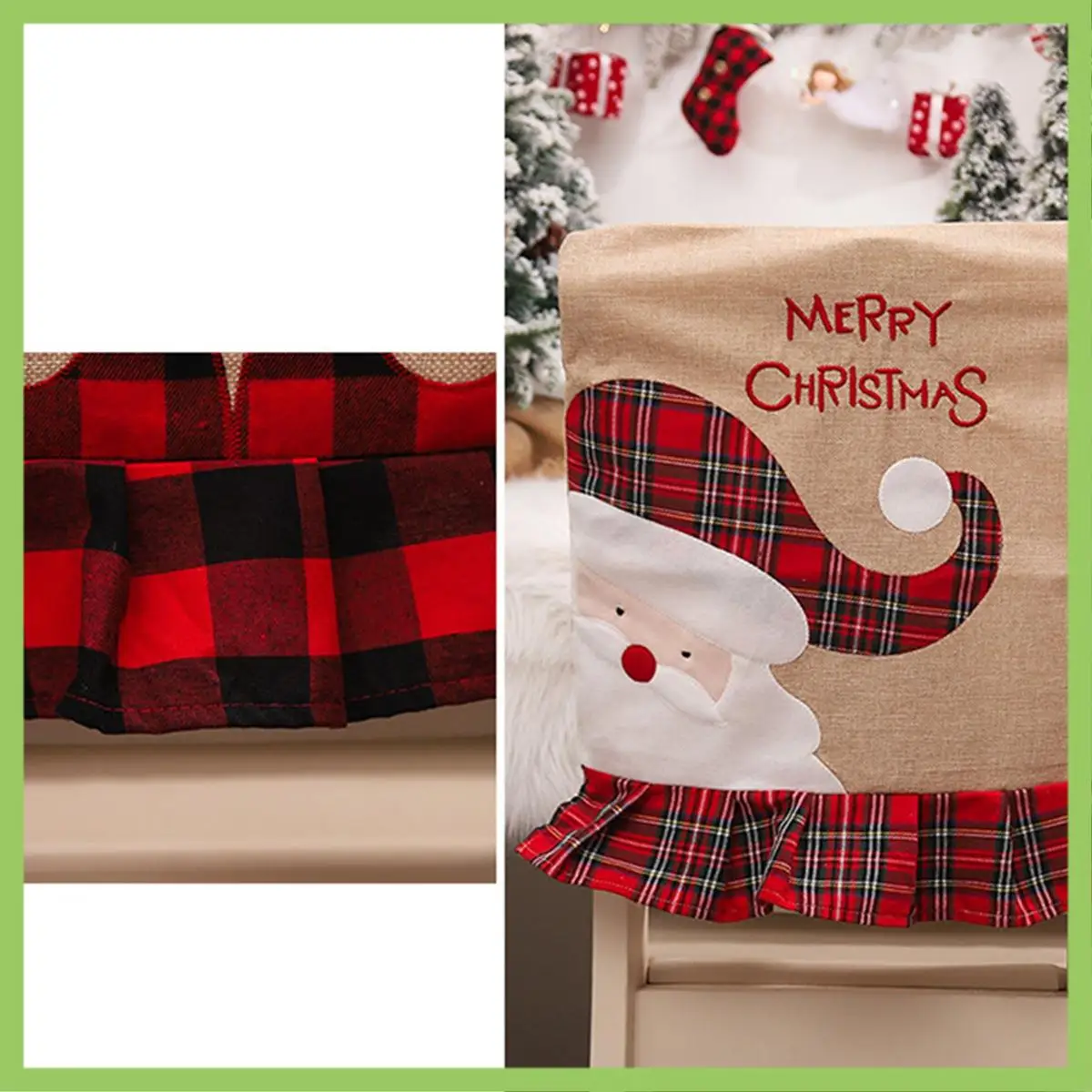 

Christmas Daily Necessities Linen Embroidery Elk Chair Cover Restaurant Star Hotel Back Table And Chair Decoration