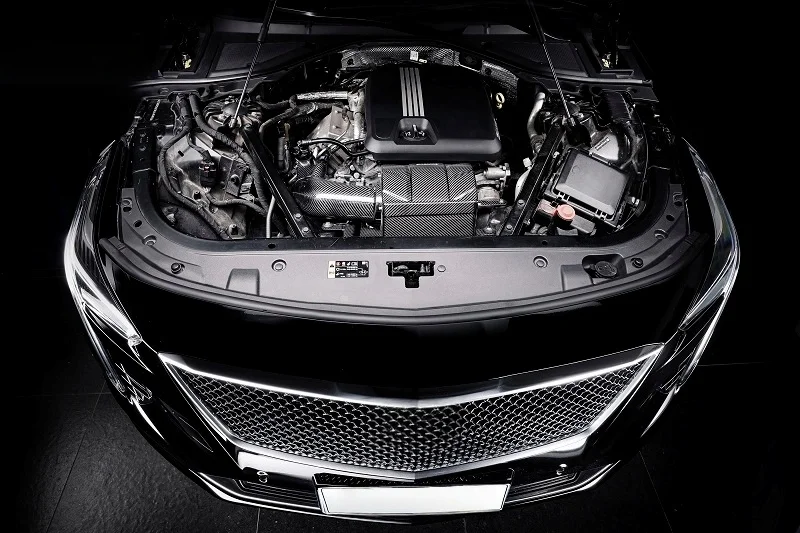 

Dry Carbon Fiber Cold Air Intake System with GTR Engine Pipe – Tailored for 2019-2021 CT6 2.0T (Speed Enhancement)